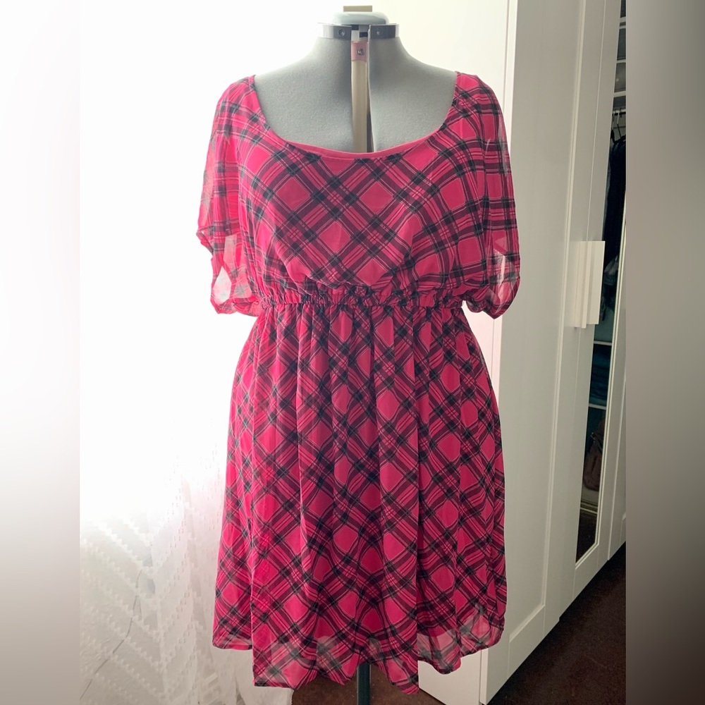 Hot Pink/Black Plaid Dress